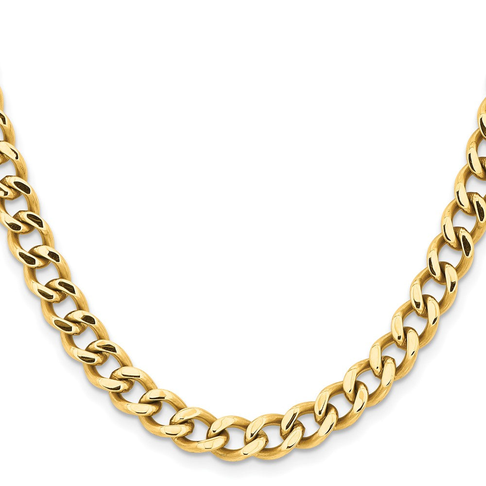 Chisel Stainless Steel Polished Yellow IP-plated 7.5mm 22 inch Curb Chain