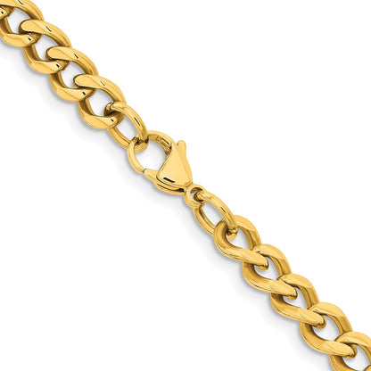 Chisel Stainless Steel Polished Yellow IP-plated 7.5mm 24 inch Curb Chain