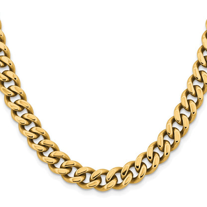 Chisel Stainless Steel Polished Yellow IP-plated 9.5mm 24 inch Curb Chain