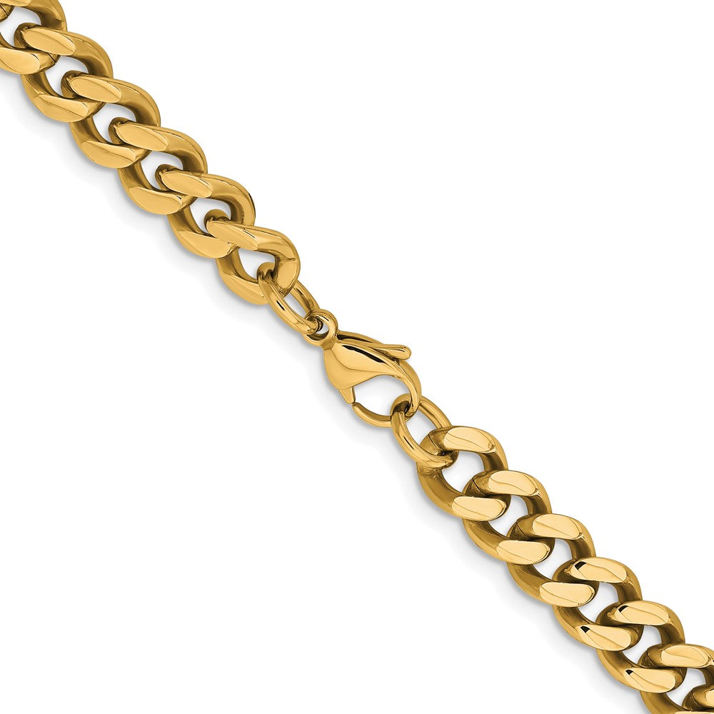 Chisel Stainless Steel Polished Yellow IP-plated 9.5mm 22 inch Curb Chain