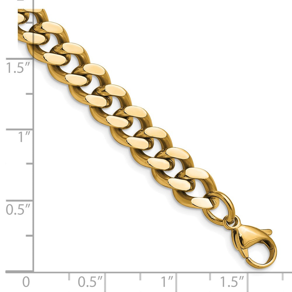 Chisel Stainless Steel Polished Yellow IP-plated 9.5mm 7.75 inch Curb Chain