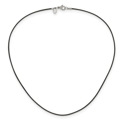 Chisel Stainless Steel Black Leather 1.5mm Cord 20 inch Necklace