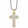 Chisel Stainless Steel Polished Laser Cut Center Yellow IP-plated Moveable Cross Pendant on 22 inch Rope Chain Necklace