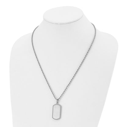 Chisel Stainless Steel Brushed Laser Cut Edges Dog Tag on a 22 inch Rope Chain Necklace