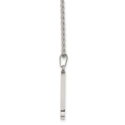 Chisel Stainless Steel Brushed Laser Cut Edges Dog Tag on a 22 inch Rope Chain Necklace