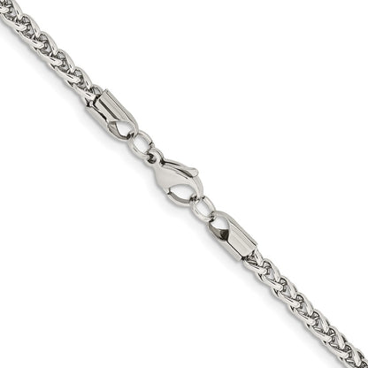 Chisel Stainless Steel Polished 4mm 18 inch Wheat Chain