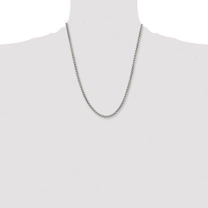 Chisel Stainless Steel Polished 4mm 22 inch Wheat Chain