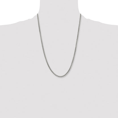 Chisel Stainless Steel Polished 4mm 24 inch Wheat Chain