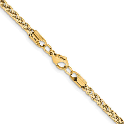 Chisel Stainless Steel Polished Yellow IP-plated 4mm 22 inch Wheat Chain