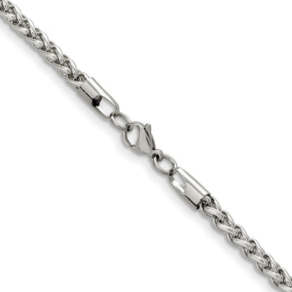 Chisel Stainless Steel Polished 5mm 20 inch Wheat Chain