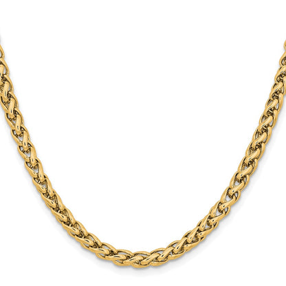 Chisel Stainless Steel Polished Yellow IP-plated 5mm 22 inch Wheat Chain