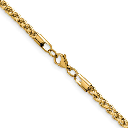 Chisel Stainless Steel Polished Yellow IP-plated 5mm 24 inch Wheat Chain