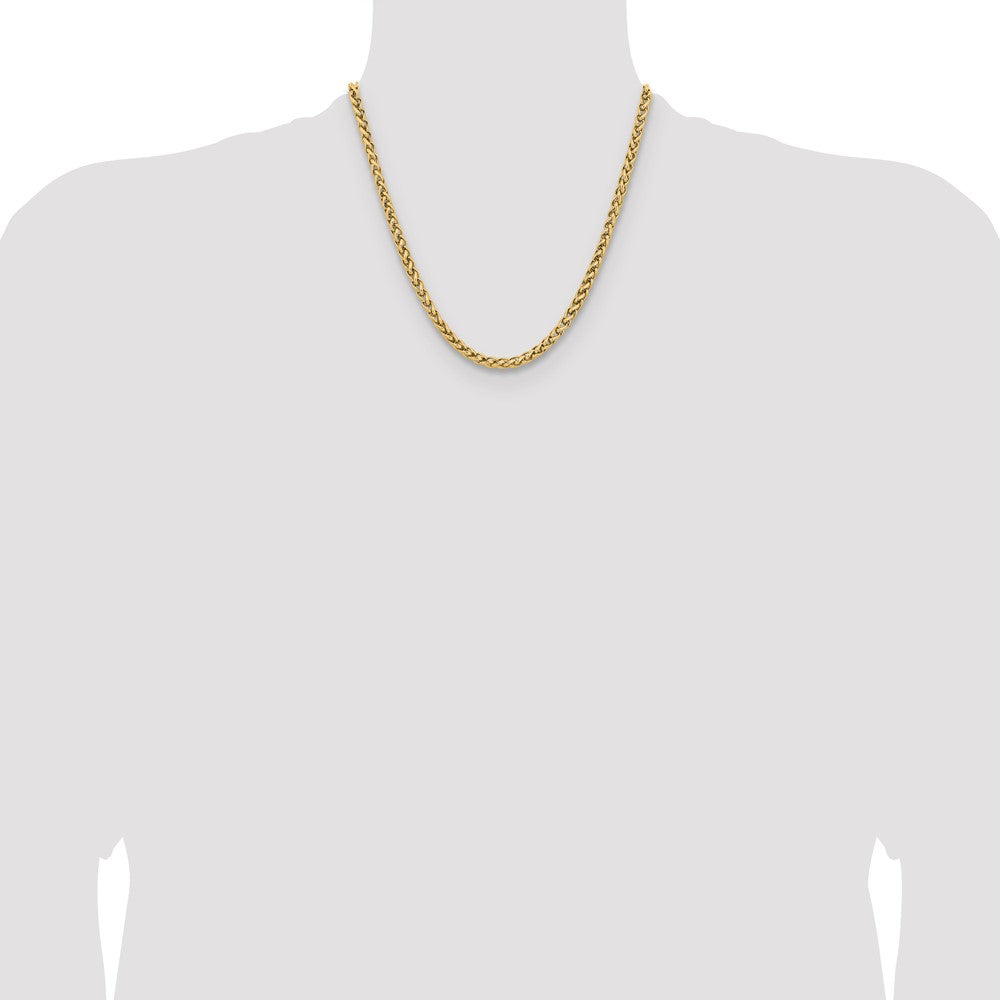 Chisel Stainless Steel Polished Yellow IP-plated 5mm 20 inch Wheat Chain