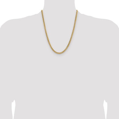 Chisel Stainless Steel Polished Yellow IP-plated 5mm 22 inch Wheat Chain