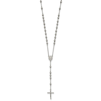 Chisel Stainless Steel Polished 6mm Beaded 29.5 inch Rosary Necklace