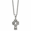 Chisel Stainless Steel Antiqued and Brushed Celtic Cross Pendant on an 18 inch Cable Chain Necklace