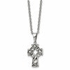 Chisel Stainless Steel Antiqued and Brushed Celtic Cross Pendant on an 18 inch Cable Chain Necklace