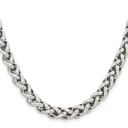 Chisel Stainless Steel Polished 20 inch Wheat Chain Necklace