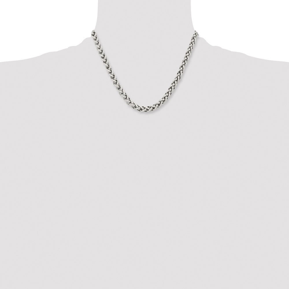 Chisel Stainless Steel Polished 18 inch Wheat Chain Necklace