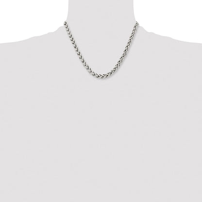 Chisel Stainless Steel Polished 18 inch Wheat Chain Necklace