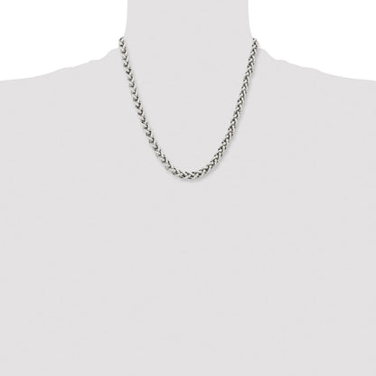 Chisel Stainless Steel Polished 20 inch Wheat Chain Necklace