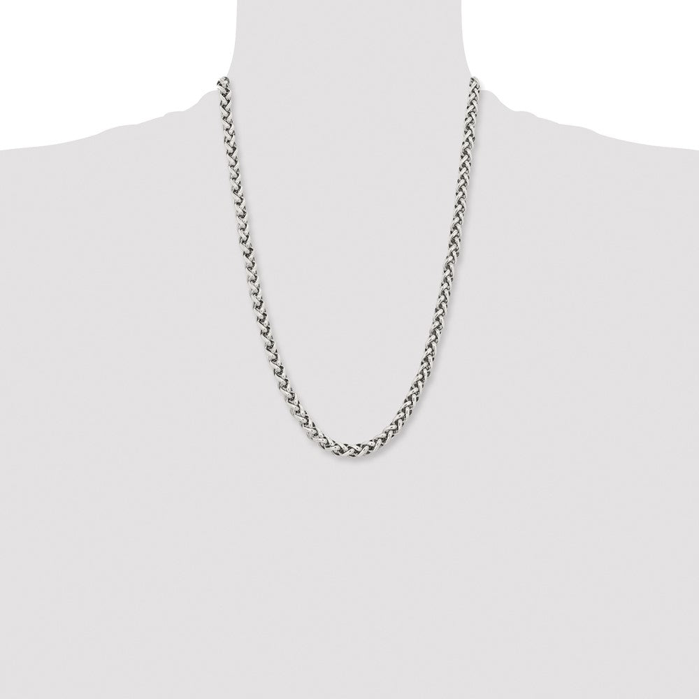 Chisel Stainless Steel Polished 24 inch Wheat Chain Necklace