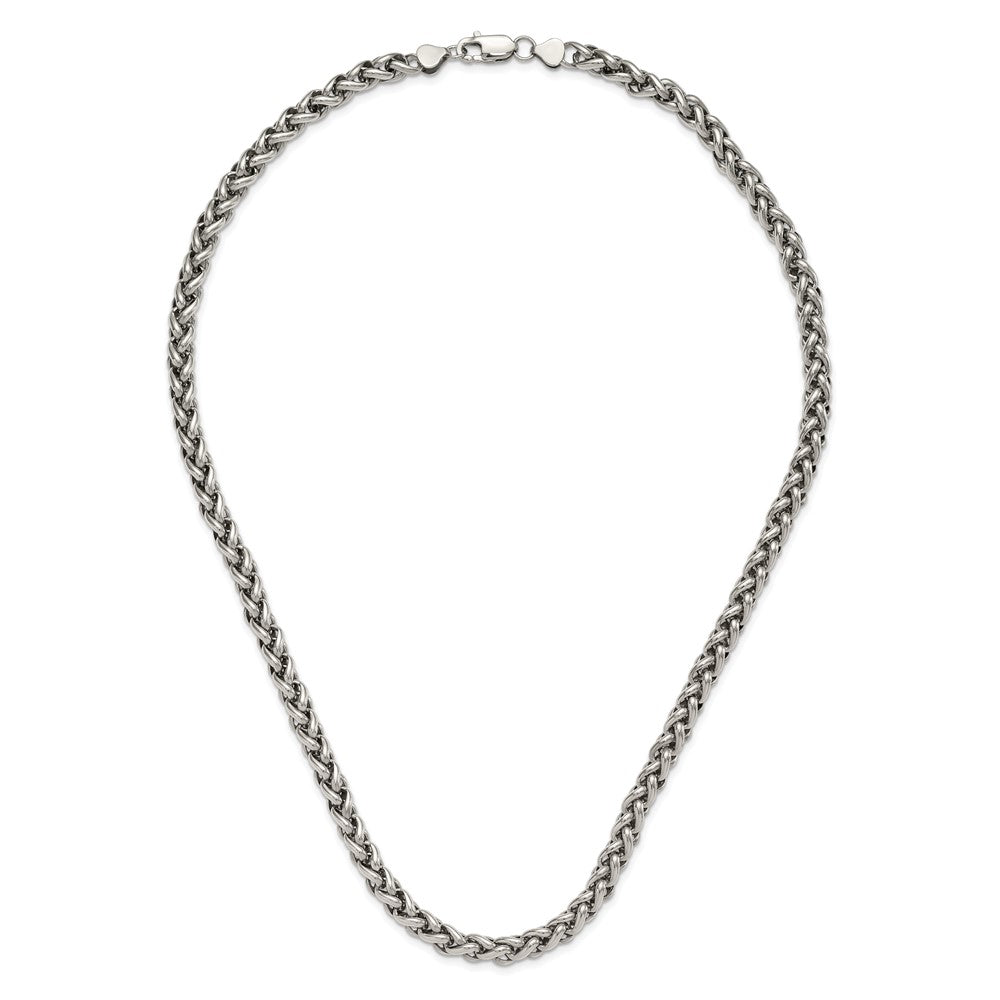 Chisel Stainless Steel Polished 24 inch Wheat Chain Necklace