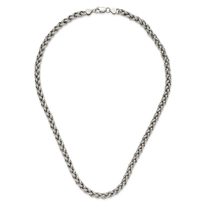 Chisel Stainless Steel Polished 24 inch Wheat Chain Necklace