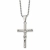 Chisel Stainless Steel Polished Crucifix Pendant on a 22 inch Ball Chain Necklace