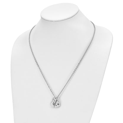 Chisel Stainless Steel Polished Enameled Mom Heart Pendant on a 20 inch Cable Chain Necklace