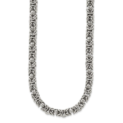 Chisel Stainless Steel Polished 18 inch Byzantine Link Necklace