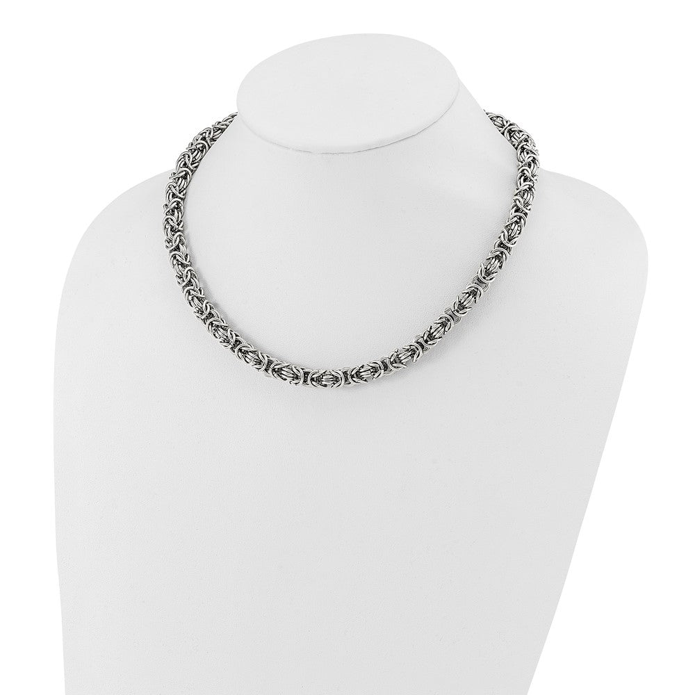 Chisel Stainless Steel Polished 18 inch Byzantine Link Necklace