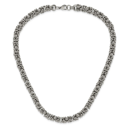 Chisel Stainless Steel Polished 18 inch Byzantine Link Necklace