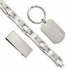 Chisel Stainless Steel Brushed and Polished 8.25 inch Bracelet, Money Clip and Key Ring Set
