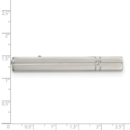 Chisel Stainless Steel Polished with CZ Tie Bar