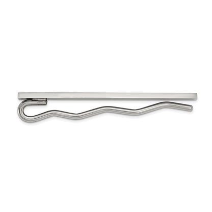 Chisel Stainless Steel Polished and Grooved with CZ Tie Bar