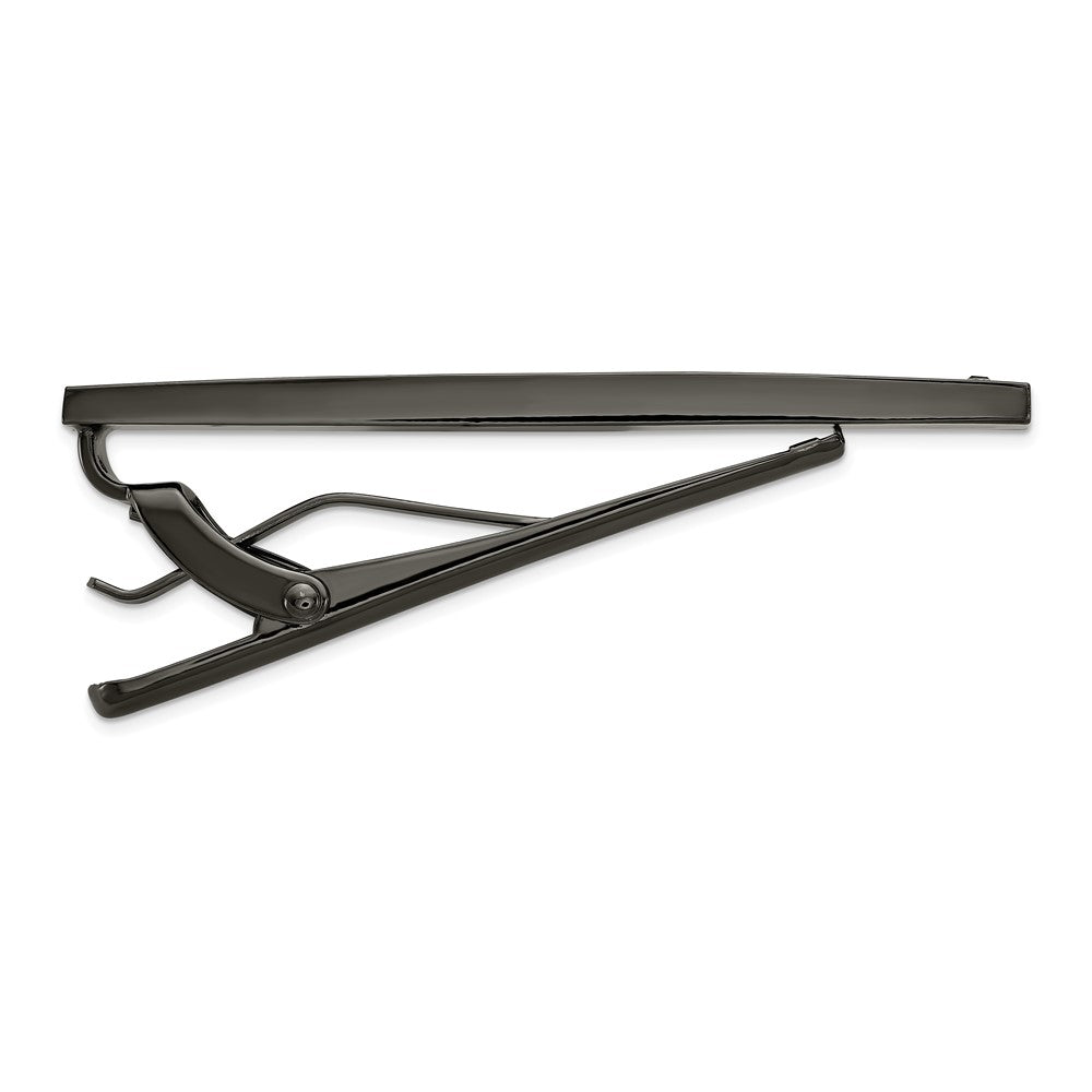 Chisel Stainless Steel Brushed and Polished Gunmetal IP-plated with CZ Tie Bar