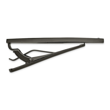 Chisel Stainless Steel Brushed and Polished Gunmetal IP-plated with CZ Tie Bar