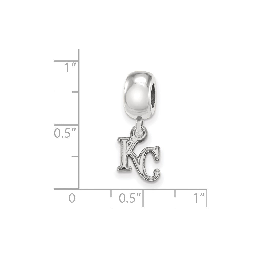 Sterling Silver Rhodium Plated Major League Baseball LogoArt Kansas City Royals Dangle Bead