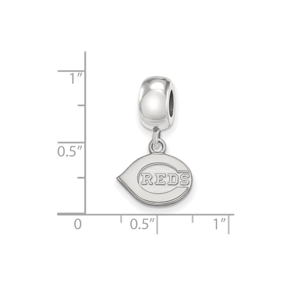 Sterling Silver Rhodium Plated Major League Baseball LogoArt Cincinnati Reds Dangle Bead