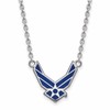 Sterling Silver Rhodium-plated LogoArt U.S. Air Force Large Enameled Pendant 18 inch Necklace
