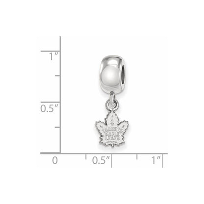 Sterling Silver Rhodium-plated NHL LogoArt Toronto Maple Leafs Extra Small Dangle Bead Charm
