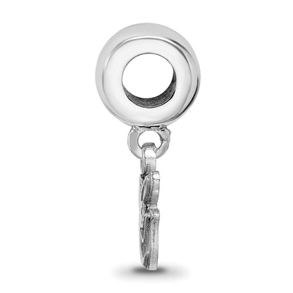 Sterling Silver Rhodium Plated Major League Baseball LogoArt Baltimore Orioles Extra Small Dangle Bead
