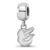 Sterling Silver Rhodium Plated Major League Baseball LogoArt Baltimore Orioles Extra Small Dangle Bead