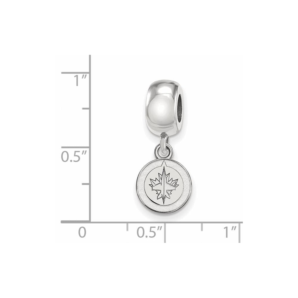 Sterling Silver Rhodium-plated NHL LogoArt Winnipeg Jets Extra Small Dangle Bead Charm