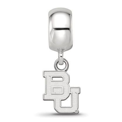 Sterling Silver Rhodium-plated LogoArt Baylor University Bears Extra Small Dangle Bead Charm