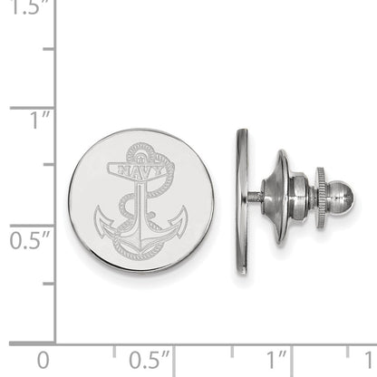 Sterling Silver Rhodium-plated LogoArt US Naval Academy Anchor Lapel Pin