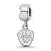 Sterling Silver Rhodium Plated Major League Baseball LogoArt Milwaukee Brewers Dangle Bead
