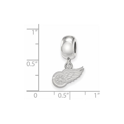 Sterling Silver Rhodium-plated NHL LogoArt Detroit Red Wings Extra Small Dangle Bead
