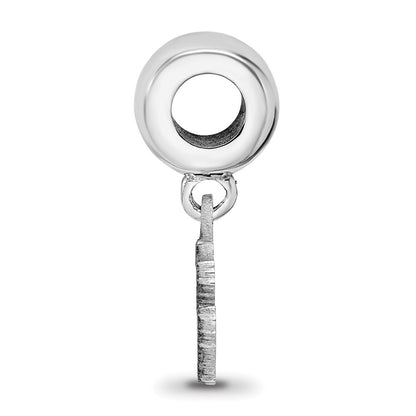 Sterling Silver Rhodium-plated LogoArt Clemson University Tiger Paw Extra Small Dangle Bead Charm